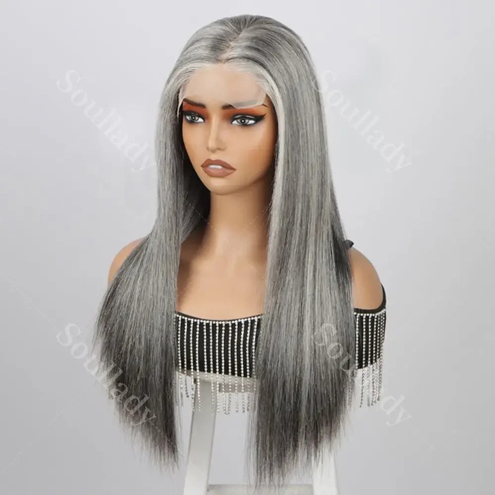 

Salt And Pepper Wig Bone Straight 5x5 Hd Lace Wigs Remy Hair Colored Human Hair Lace Closure Wigs For Elegant Seniors Women