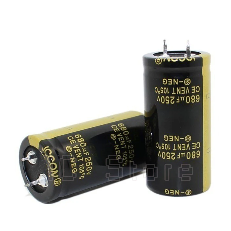 5PCS 250V 680uf Audio Capacitor Low ESR High Frequency 25x50mm 250V680uf Aluminum Electrolytic Capacitor Power Adapter 25*50