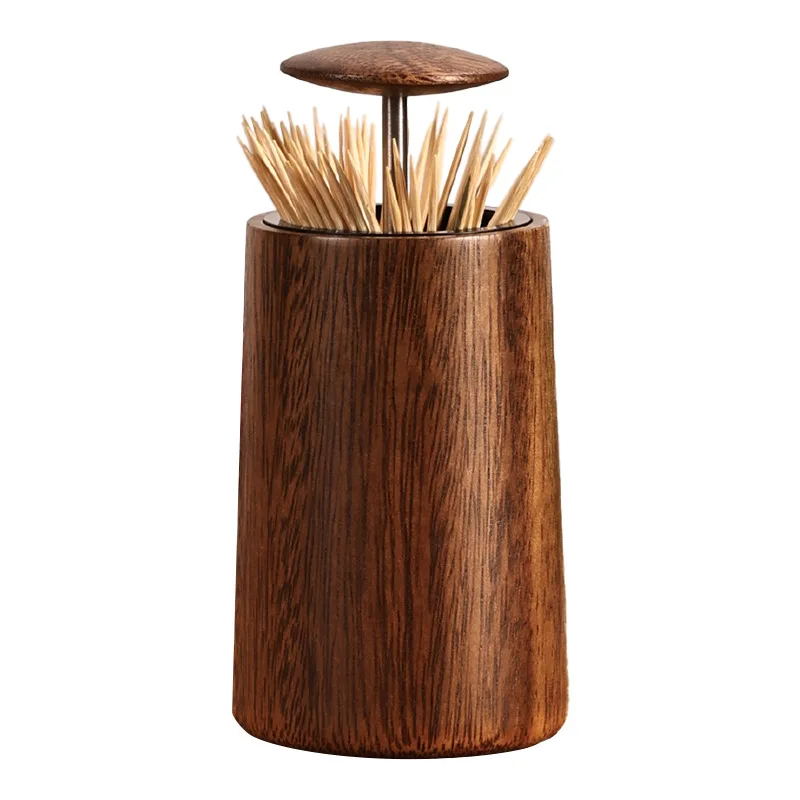 

Light Luxury Solid Wood Toothpick Bucket Storage Box, Restaurant Living Room High-end Creative Pressing Toothpick Tube