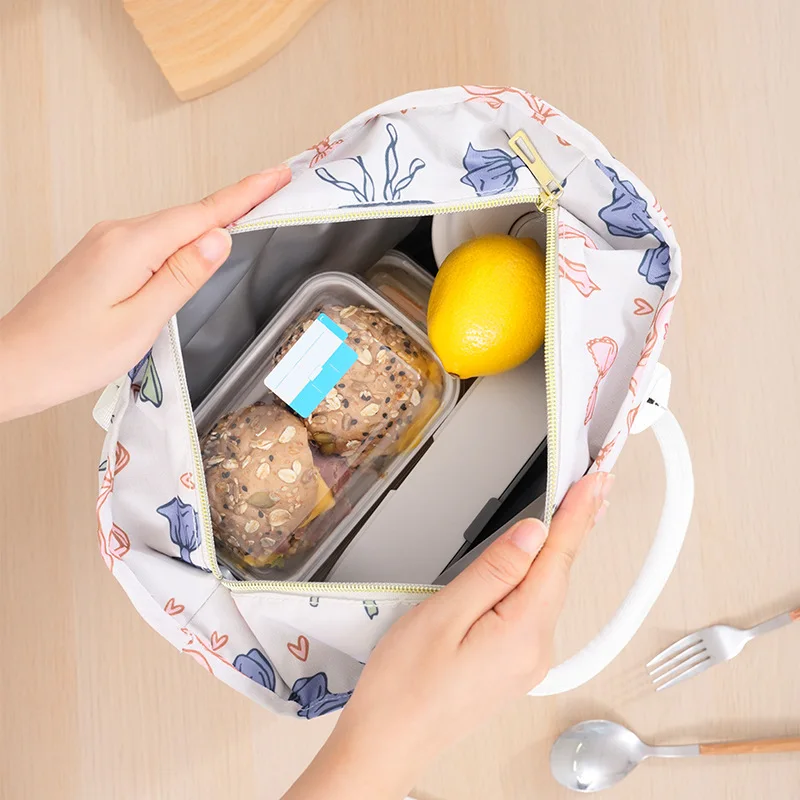 المحمولة حقيبة العزل الحراري التخييم حقيبة تخييم دائم موضة يطبع مكتب عامل التعبئة الغداء بينتو حقيبة حقيبة حفظ الطعام #4