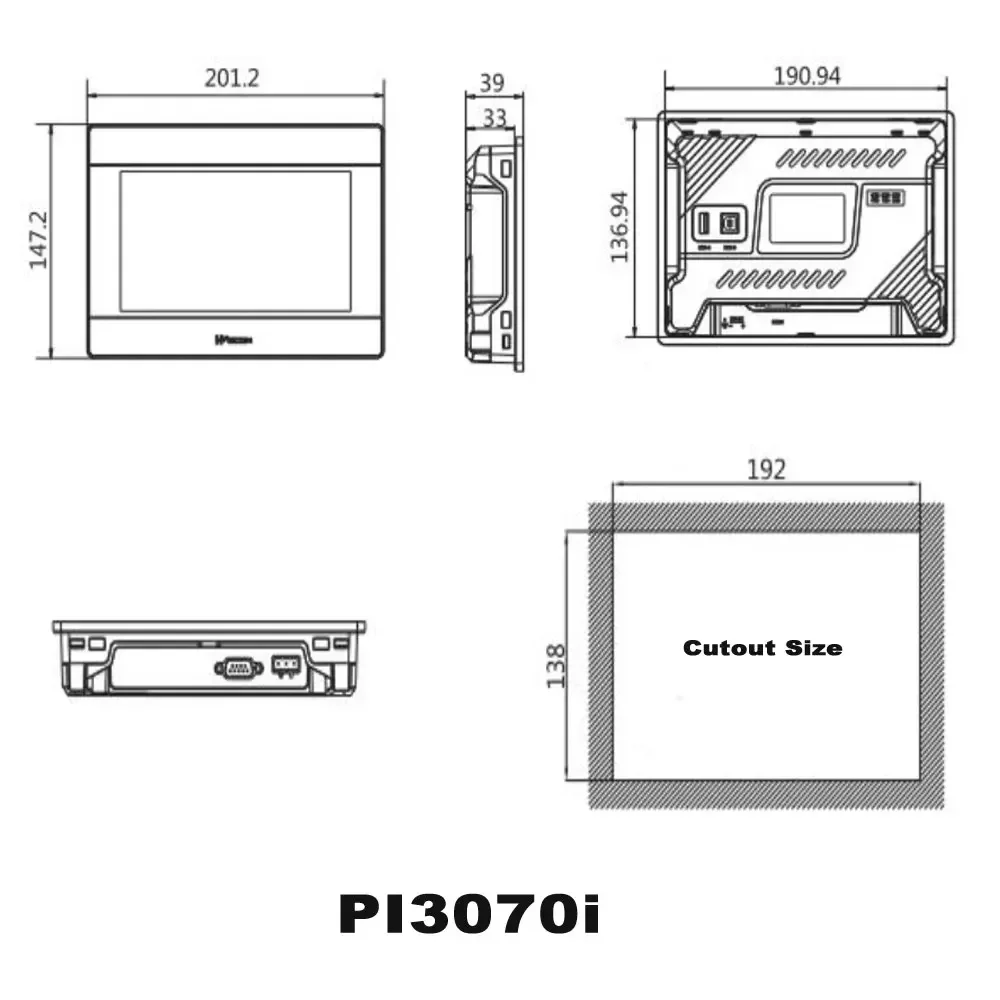 Wecon 7 Inch 100% New HMI with Ethernet PI3070ie PI3070i PI3070i-2S Human Machine Interface Industrial Display Screen