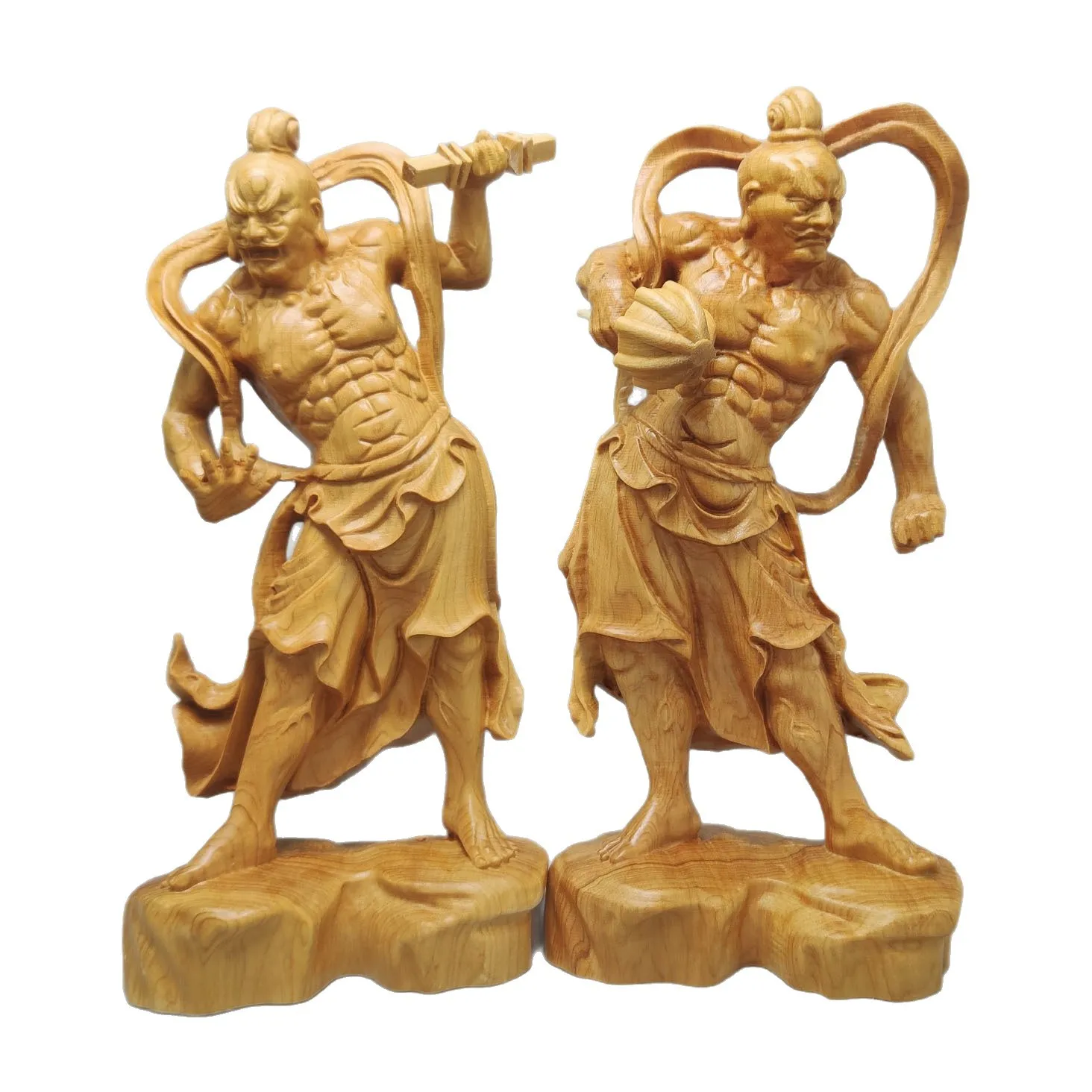 CZ Ya cypress wood carving Hem Ha Erjiang statue ornament in front   Dharma home Buddhist hall offering decorative gifts