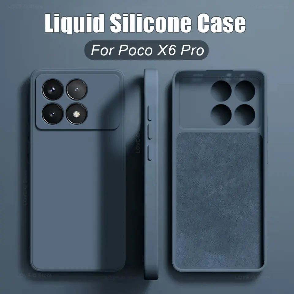 غطاء Poco X6 Pro سيليكون سائل مقاوم للصدمات أغطية هواتف لجهاز Xiaomi Poco X6 Pro Poco X 6 Prо X6Pro Pocox6 Pro 5G غطاء TPU ناعم
