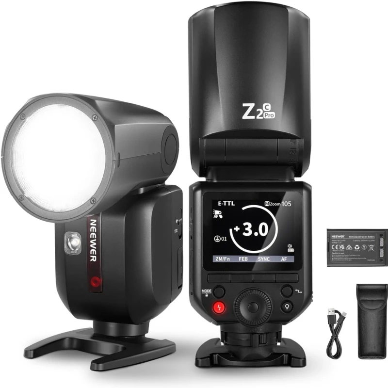 NEEWER Z2 PRO 2.4G TTL ronde kop flitser Speedlite draadloos compatibel met Godox TTL/M TCM-schakelaar voor Nikon/Sony/Canon-camera's - afbeelding 2