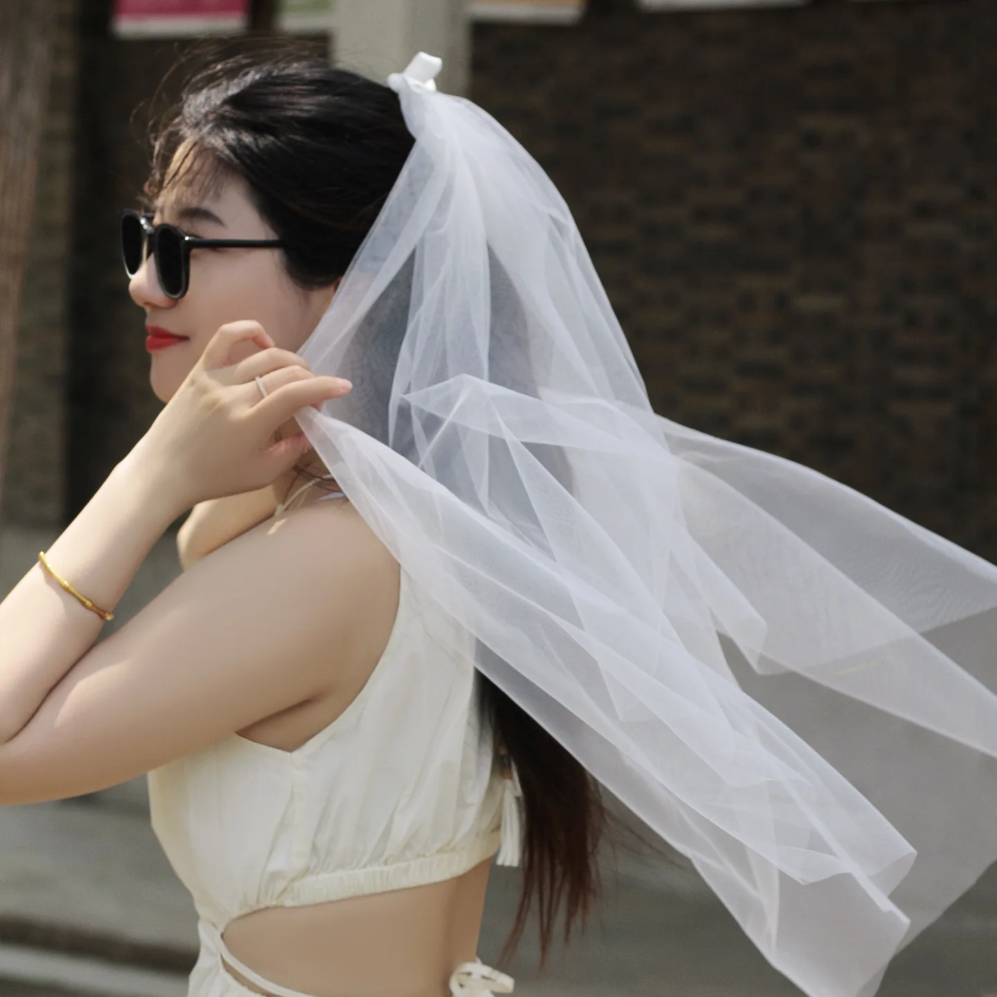 

Lovely Short Bridal Veils Wedding Veil with Bow comb Wedding Accessories 2025