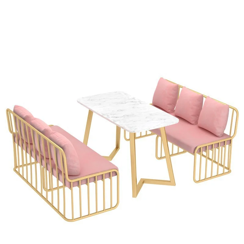 

Internet celebrity cafe sofa chair fabric sofa simple milk tea shop casual restaurant dining table and chair combination