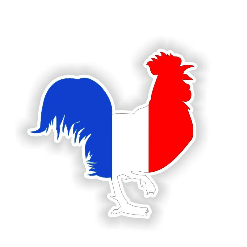 Jpct French Rooster animal Flag decal for cars, suitcases, notebooks sunscreen waterproof cover scratch sticker, 13cm*13cm