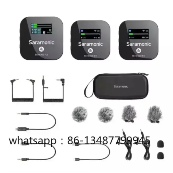 

Wireless Microphone Omnidirectional Saramonic Blink900 B2 2.4GHz Dual-Channel LCD display 6-hour runtime 200m Operating Range