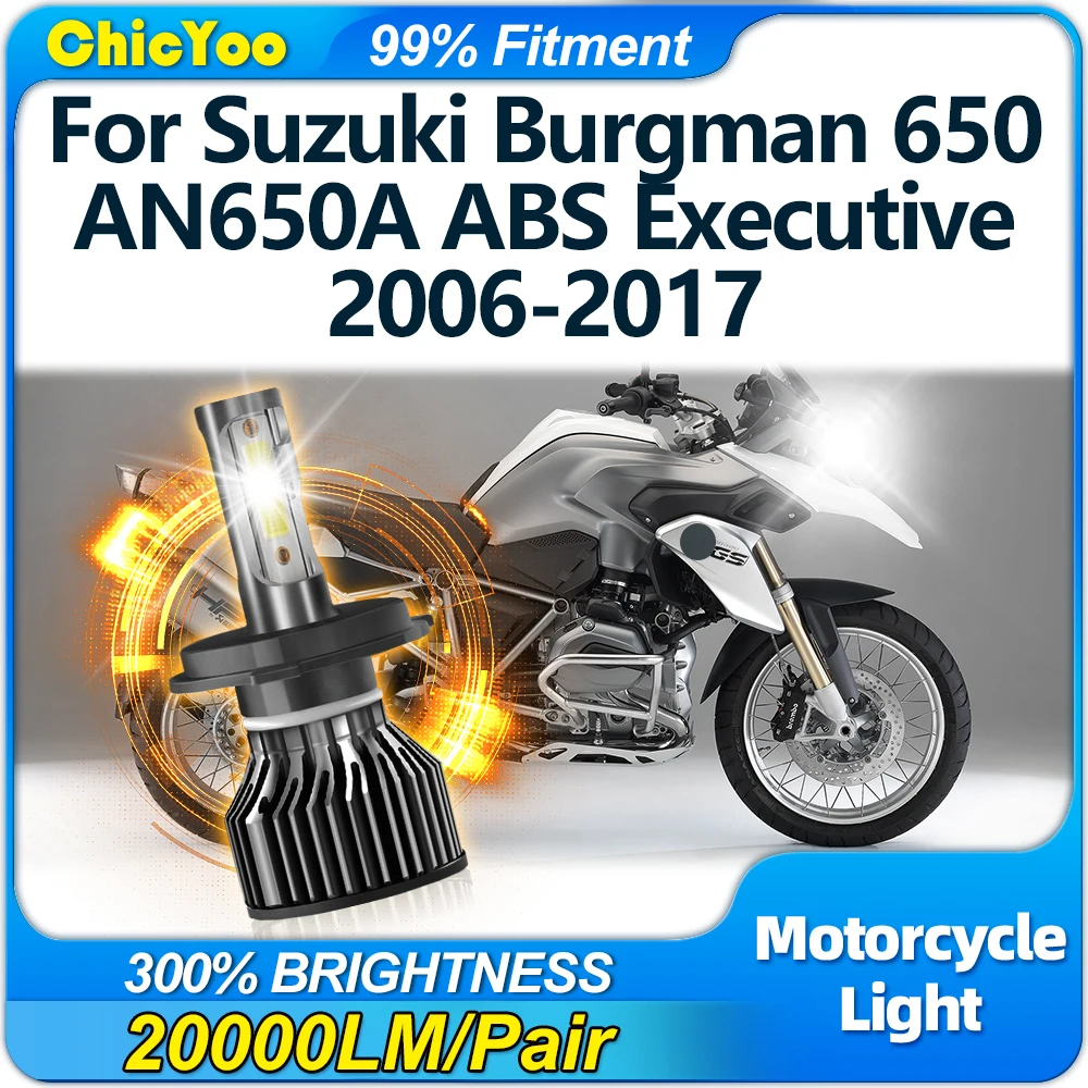 20000LM Motorcycle LED Headlight 120W High Low Beam Moto Light 12V For Suzuki Burgman 650 AN650A ABS Executive 2006-2016 2017