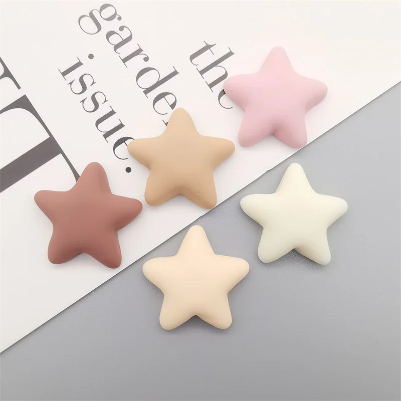 10Pcs Coffee Colour Five-Pointed Star Resin DIY Shoes Hat Icebox Barrette Mobile Phone Case Scrapbook Cream Glue Flat Back Resin