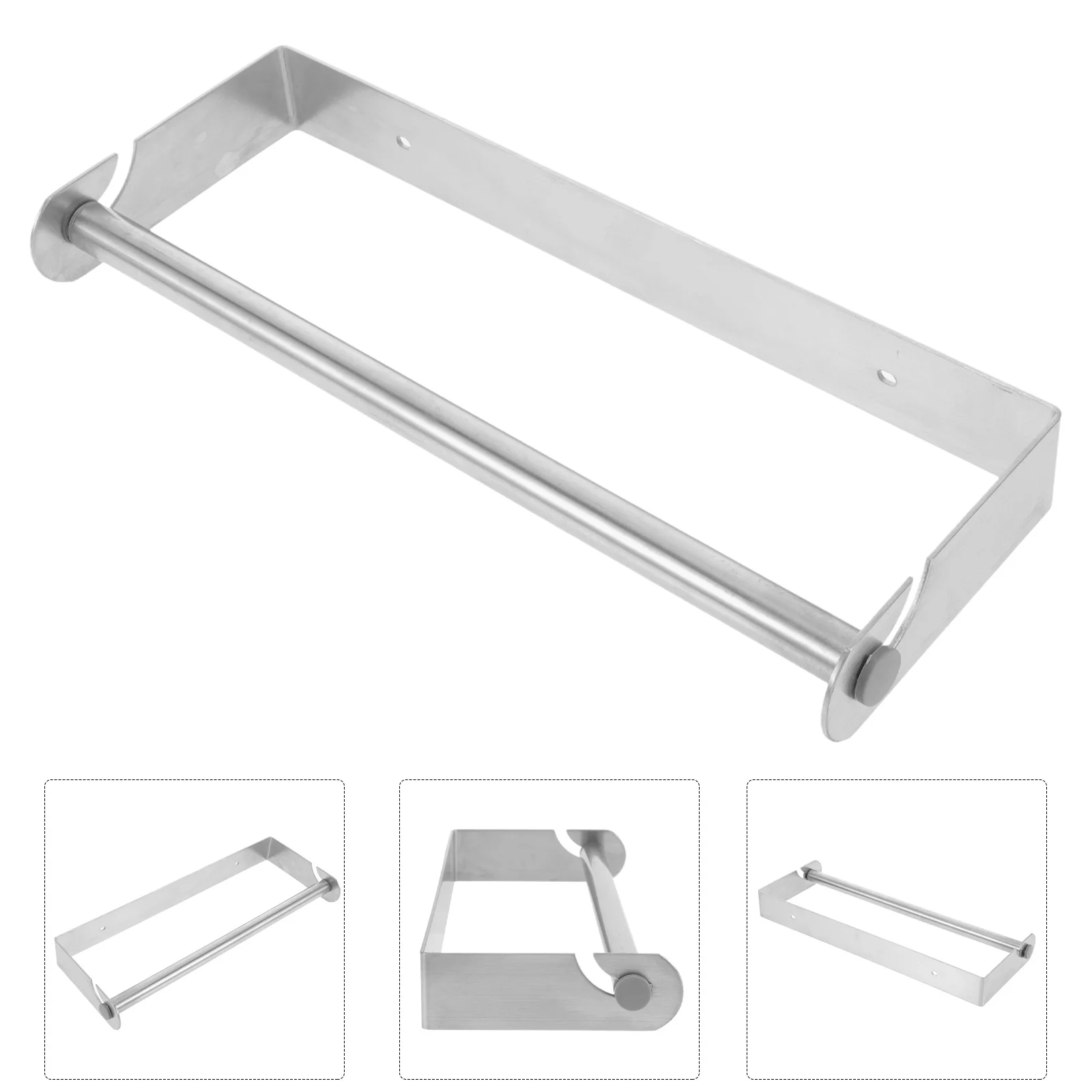 

Rustproof Stainless Steel Toilet Roll Holder Space Saving Design for Bathroom Kitchen Cling Film Towel Organizer Easy Clean