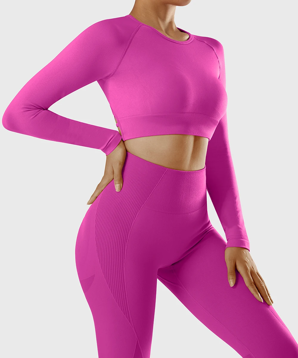 Women Seamless Yoga Shirts Crop Top Long Sleeve Shirts for Women Yoga Sports Fitness Gym Clothing Workout Tops Sports Shirts