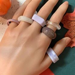 6pcs Resin Rings, Plastic Rings Acrylic Rings for Women Teen Girls, Chunky Aesthetic Trendy Colorful Cute Stackable jewelry, Bul