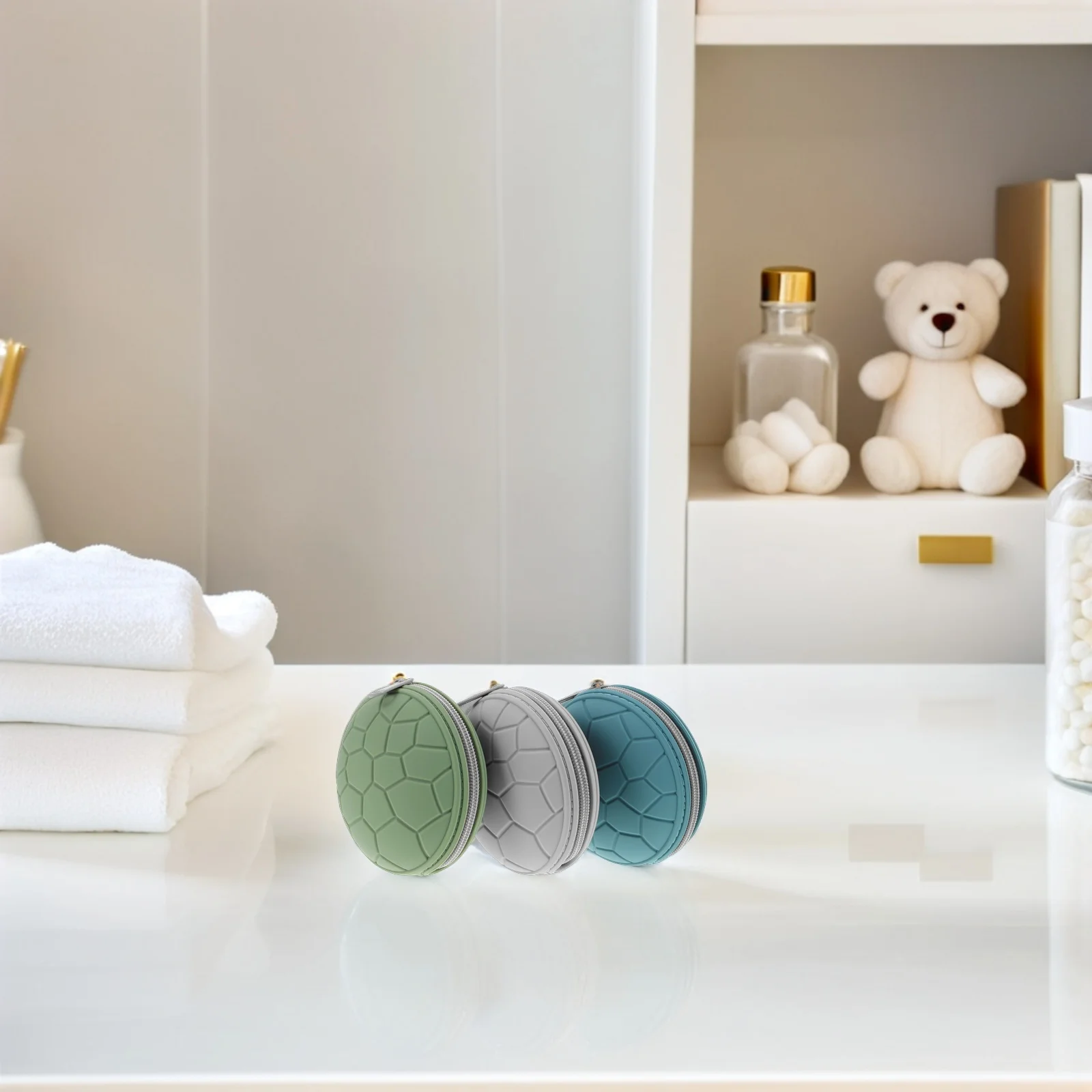 

3Pcs Silicone Pacifier Holder Case Portable Waterproof Storage Pouch Travel Organizer Bag for Baby Pacifier Teether Diaper