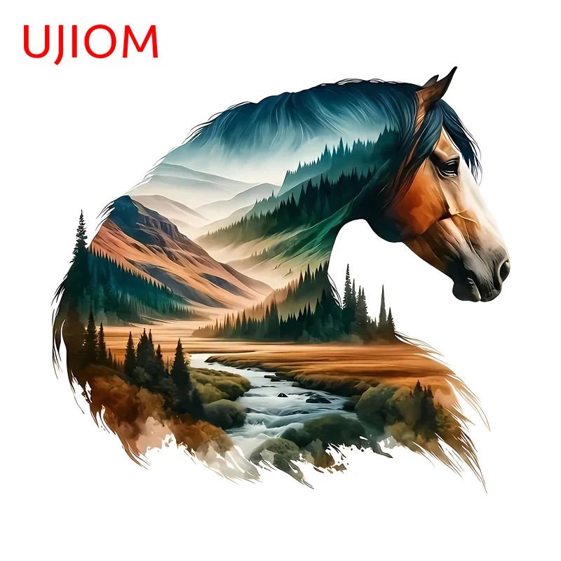 UJIOM Exquisite Horses Scenery Wall Sticker Trendy Creative Customizable Cupboard Decal Suitable For Vestibulec Living Room
