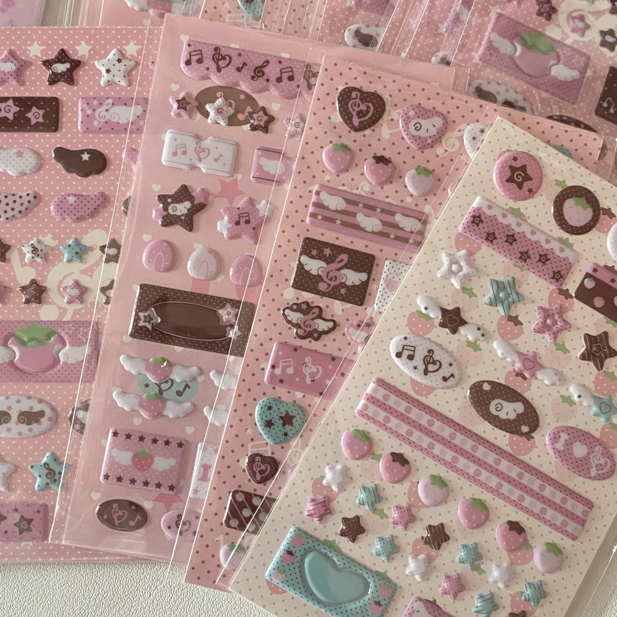 Ins estilo doce rosa série morango estrela flash filme goo cartão adesivos estilo coreano caso de telefone adesivos decorativos