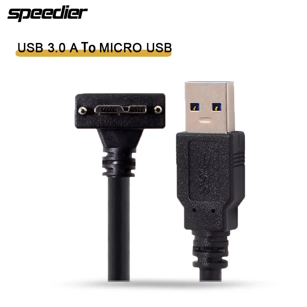 

USB 3.0 A «папа» для MICRO USB колено с винтовым 9-контактным кабелем «папа» 90 градусов