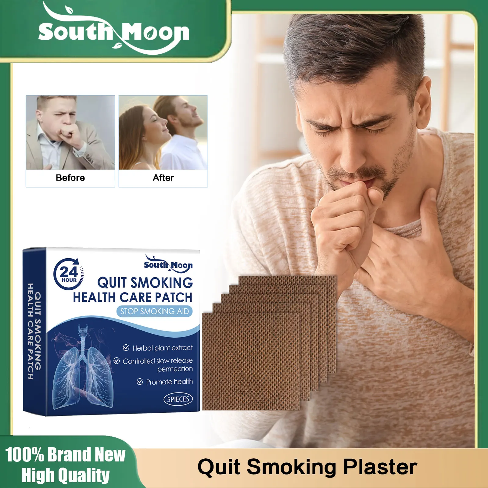 Stop Smoking Patch Eliminate Smoking Desire Protect Lung Dispel Smoke Addiction Anti Anxiety Help Stop Cigarette Herbal Stickers