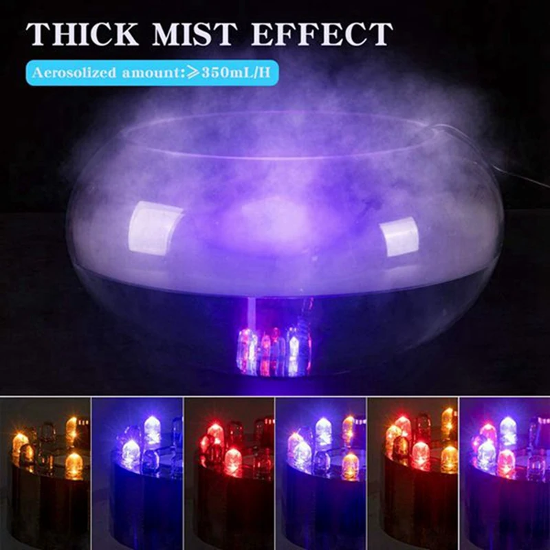 Mini humidificador generador de niebla, nebulizador, fuente de agua, atomizador de estanque, fabricante de niebla con 12 luces, decoración de paisaje