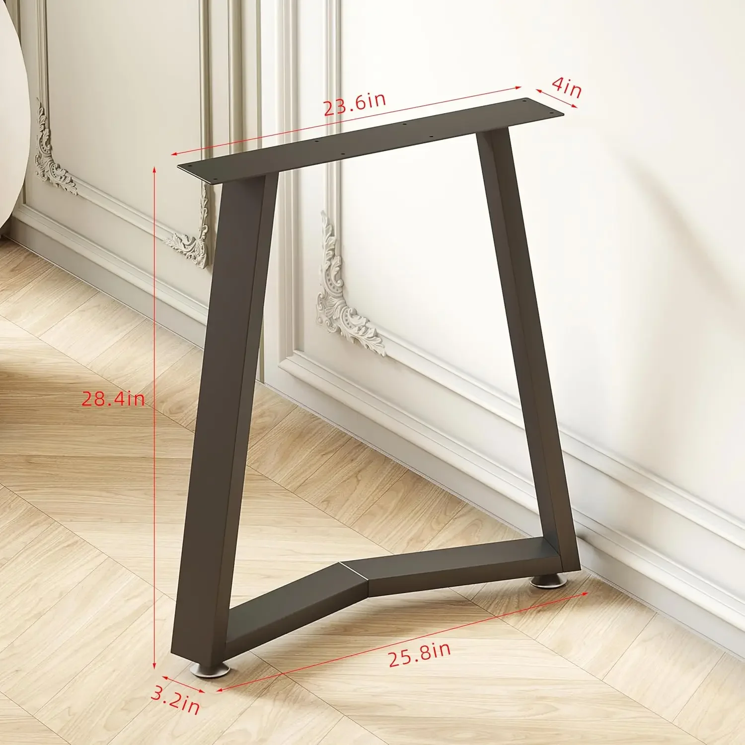 Dinning Table Legs, 25.8" W Desk Legs Set of 2 Heavy Duty Metal Legs for Table, 3.2” Thickened Treatment Modern Table Leg with A