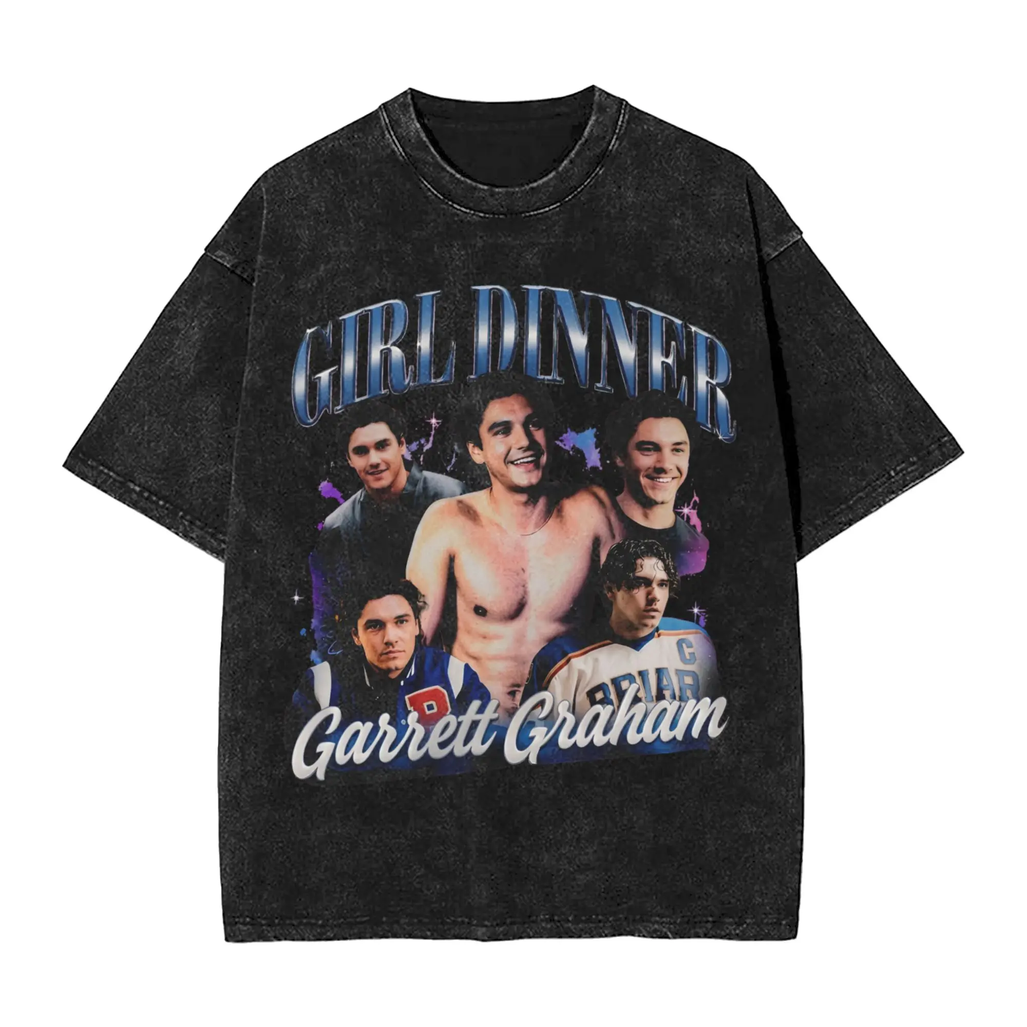 Humor Girl Dinner Garret Graham  T-Shirts for Men O Neck Cotton Washed T Shirts Off Campus  Short Sleeve Tee Shirt Big Size Tops