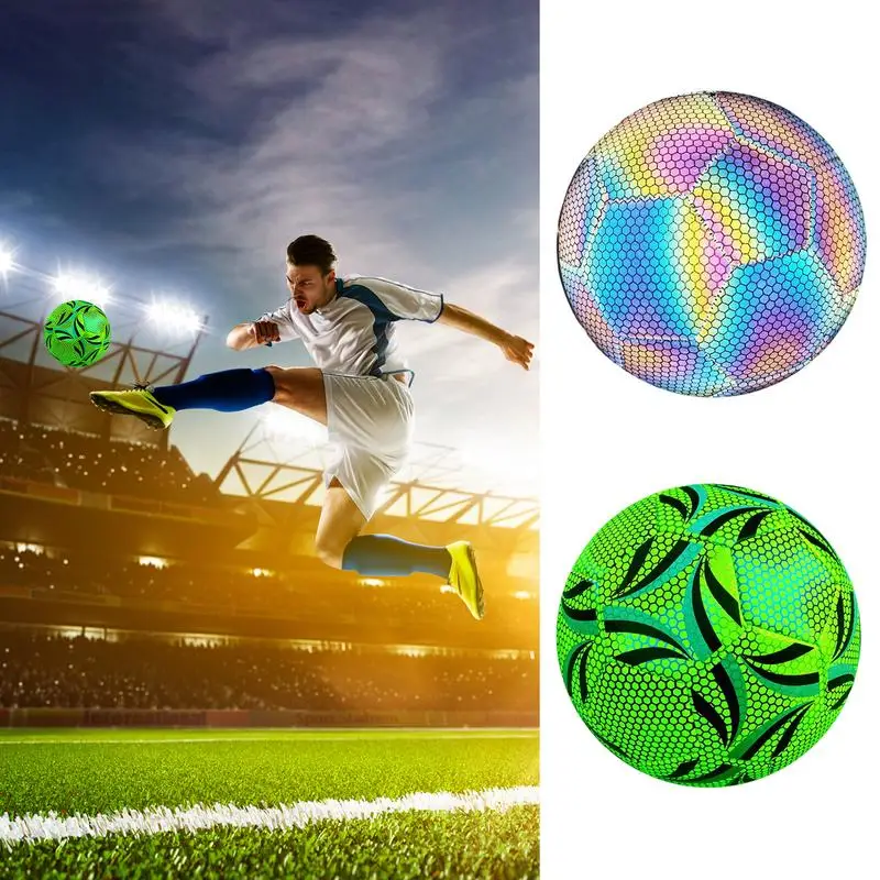 

Glow In Dark Football Outdoor Soccer Ball Cool Waterproof Fun Football for Birthday Boy Training Kids Christmas Games Sports