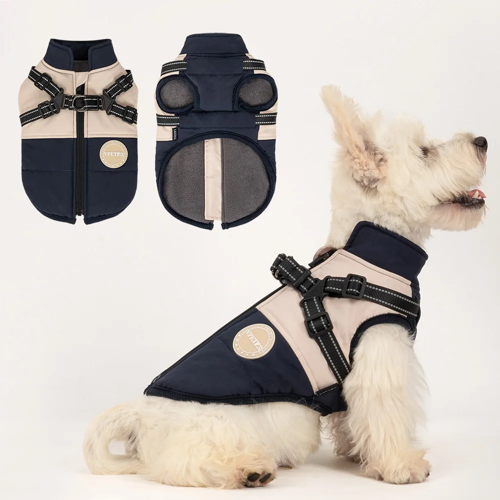 

Custom Luxury Dog Jackets Coats Manufacturer Hoodie Pet Clothes Waterproof Dog Coat With Harness Dog Clothes
