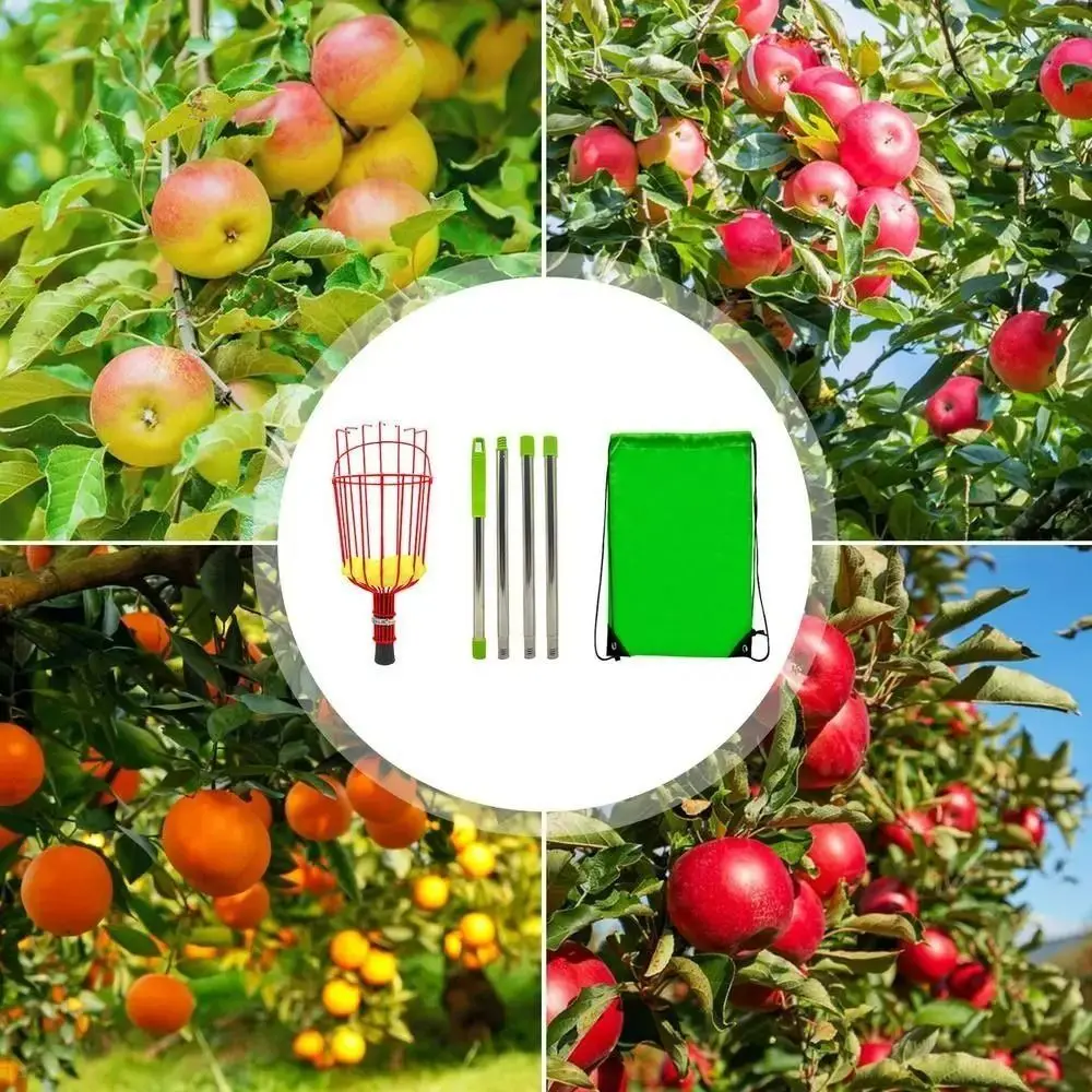 with Basket Fruit Picker Pole Labor-saving High-altitude Fruit Collector Telescopic Detachable Fruit Catcher