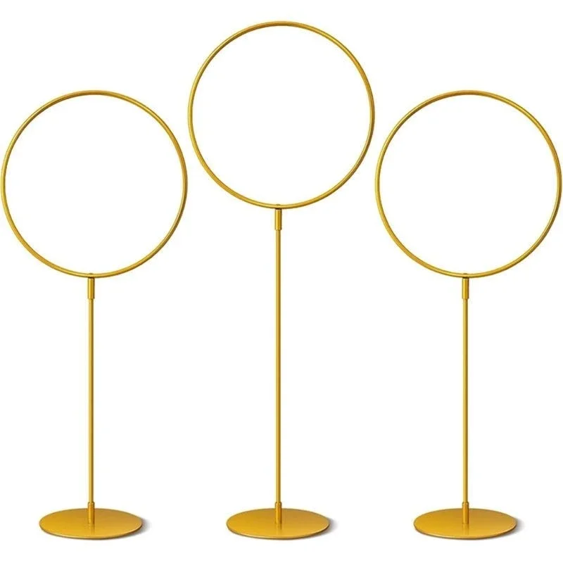 

Round Metal Wreath Rings with Stands Iron Flower Rings Wedding Centerpieces for Flower Garlands and Elegant Table Decors 15UB