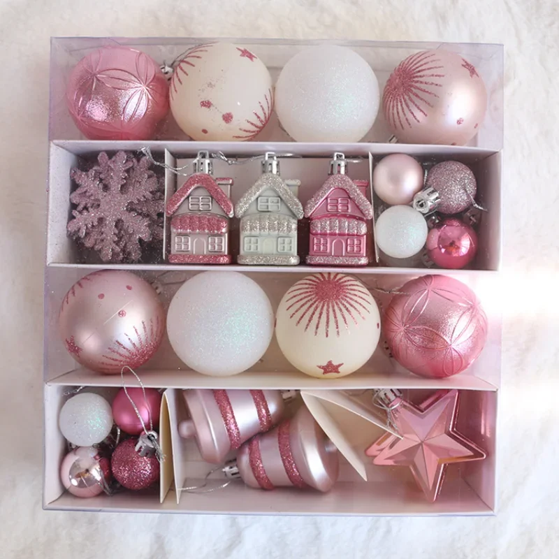 Special-shaped Pink Christmas Ball Ornaments Tree Top Star Christmas Tree Party Decoration New Year Christmas Spheres Pendant