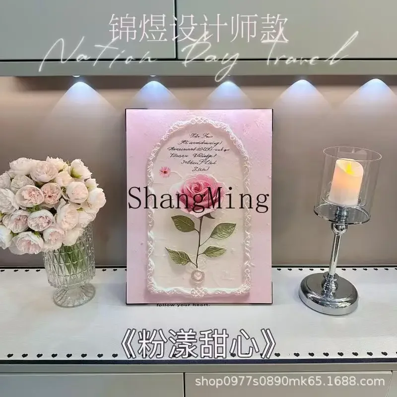 

CL rose decorative painting high-end desktop chest dresser pendulum painting cream wind living room bedroom