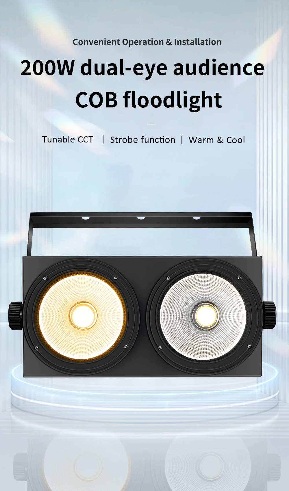 2 Stück 2COB Wash Par Licht 2x100W Einstellbare Geschwindigkeit Stroboskop-Licht LED 2IN1 Kalt-Warmweiß Beleuchtung Party Bar DMX Bühnenbeleuchtung – Detail 1