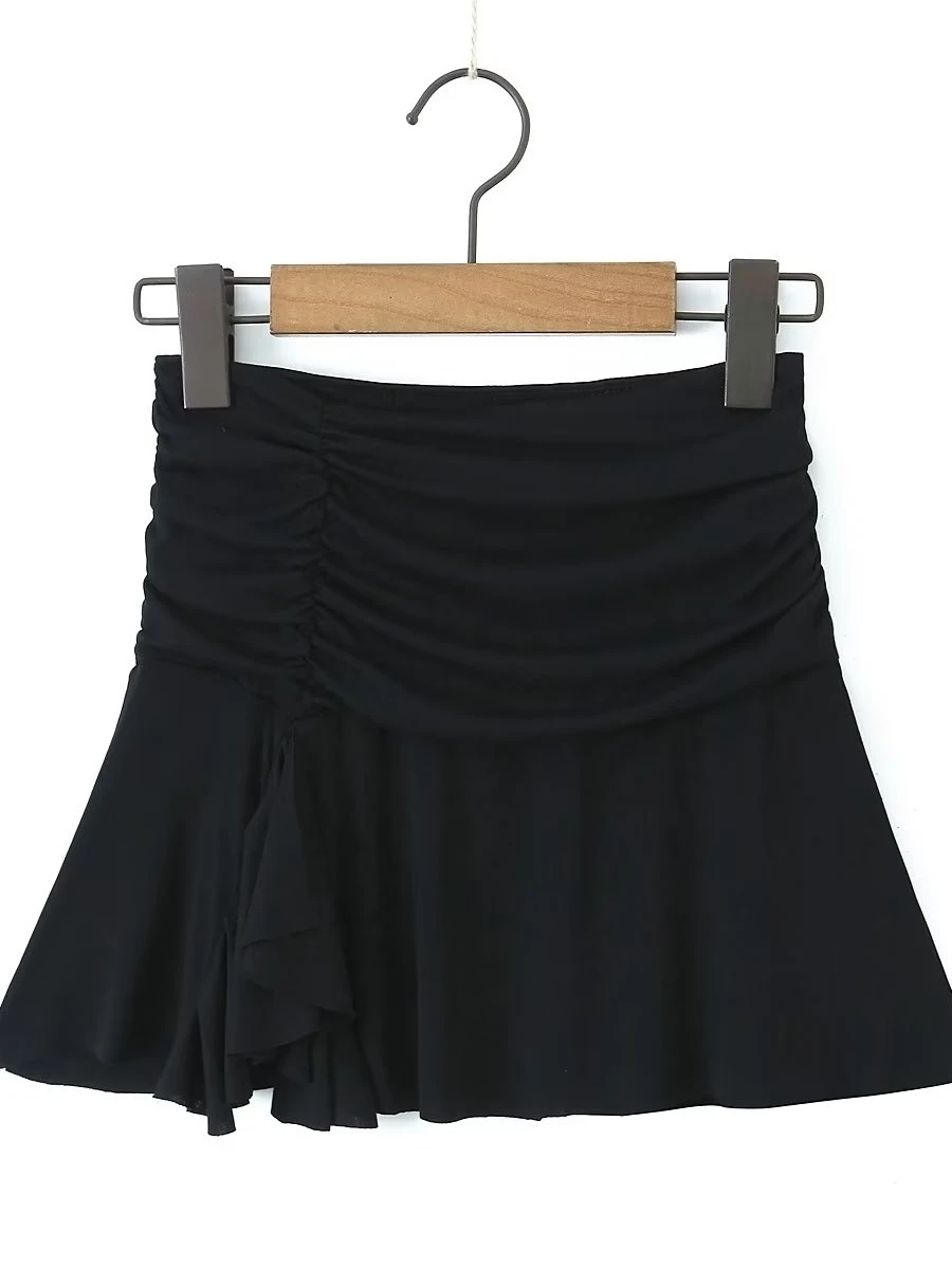 Sexy High Waist A-Line  Skirt Bodycon Long Legs Illusory Club Nightclub Short Skirt Tight Fit Pure Color Spring 2023