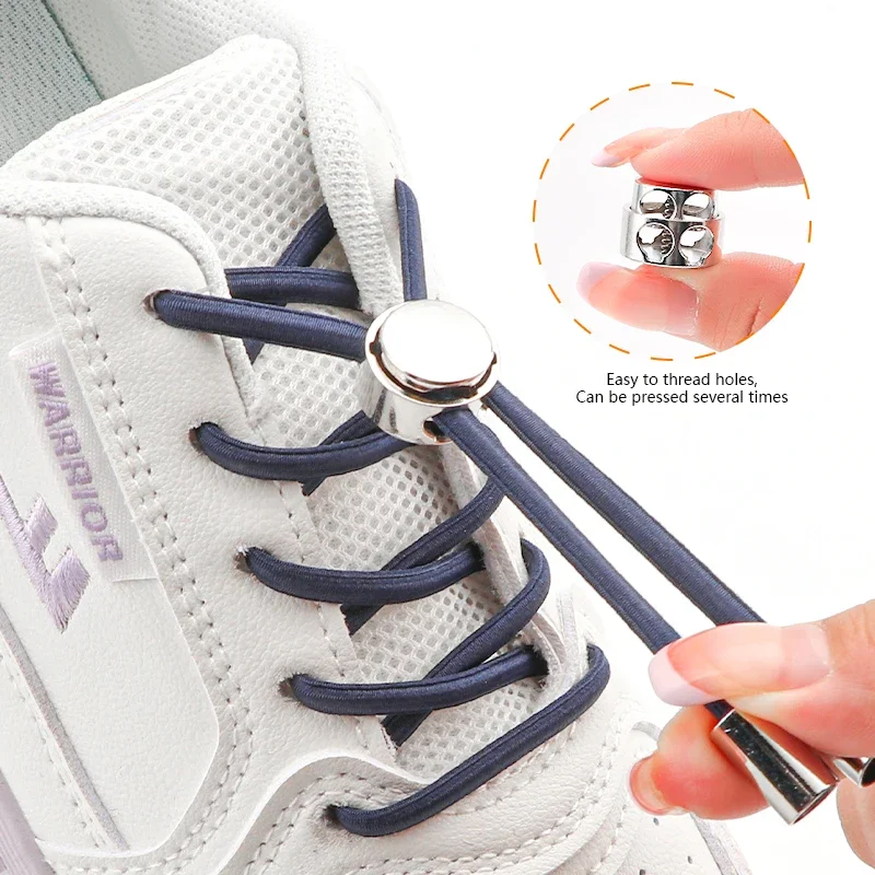 

Classic Metal Lock Shoelaces Without ties Round No Tie Shoelaces Elastic Laces Sneakers Kids Adult Shoelace for Shoe Accessories