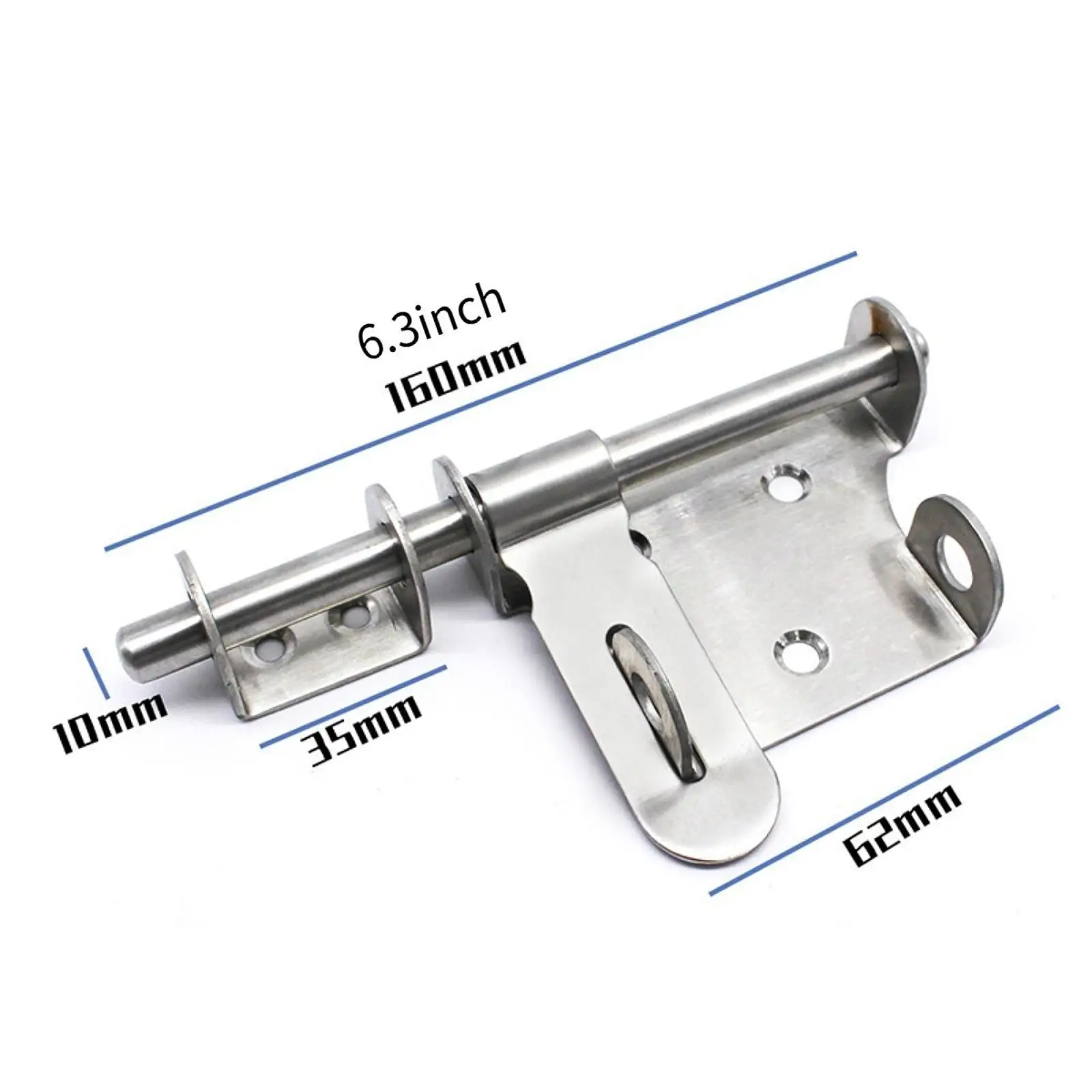 Loquet de sécurité coulissant en métal antirouille avec trou pour cadenas, installation facile pour 