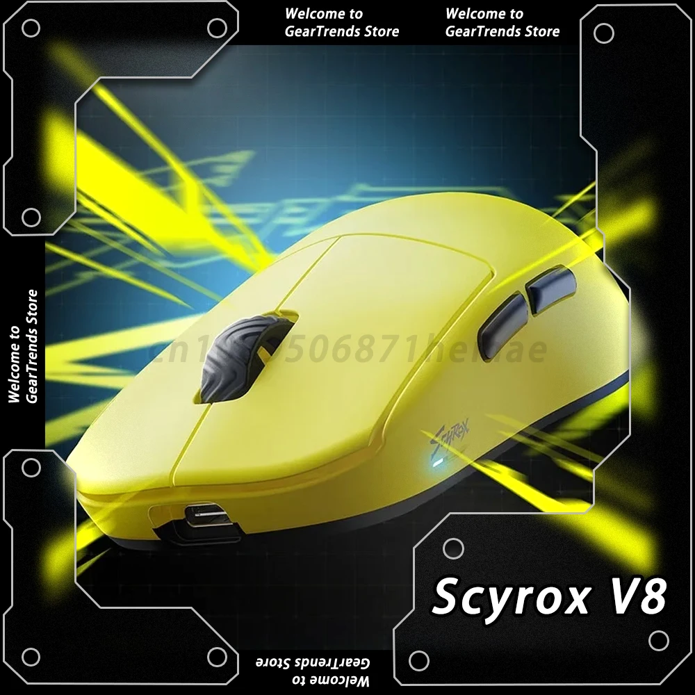 In Stock Scyrox V8 Wireless 8K Mouse Paw3950 Gaming Mouse Dual Mode Mice Ultra Lightweight Nordic 52840 Low Latency PC Accessory