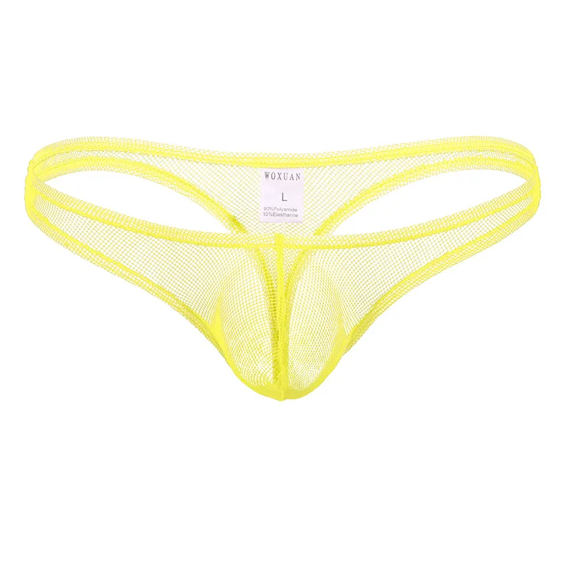 6PCS Sexy Men Underwear Thongs String Mesh Hollow Breathable Comfortable Transparent Underpants Jockstrap T-Back Sissy Panties