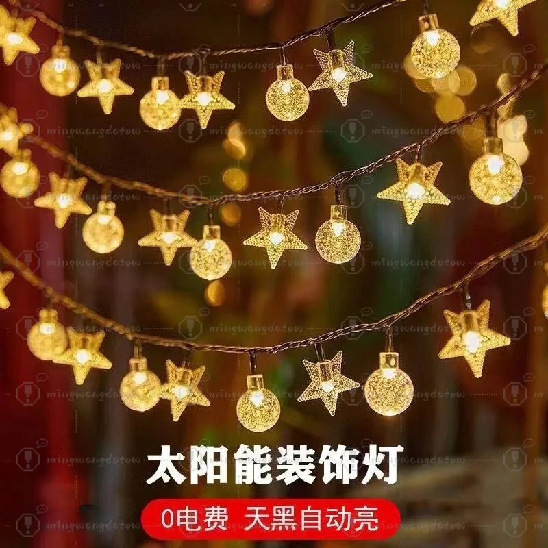 

Solar Round Star String Lights Outdoor Camping Tent Garden Decor Night Lamp Upgraded Solar
