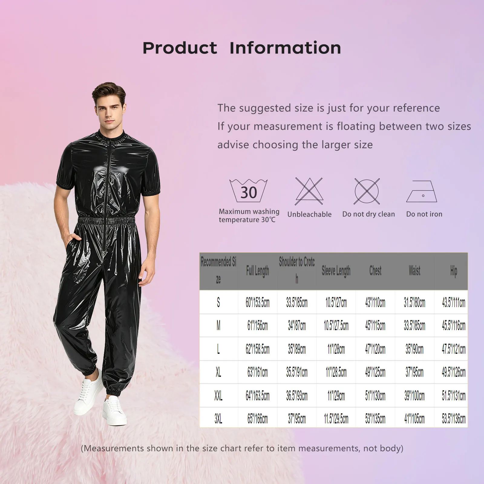 Mens Waterproof One Piece Unitard Jumpsuit Front Zipper Elastic Waist Side Pockets Jogging Pants Romper Raincoat Sauna Tracksuit view 6