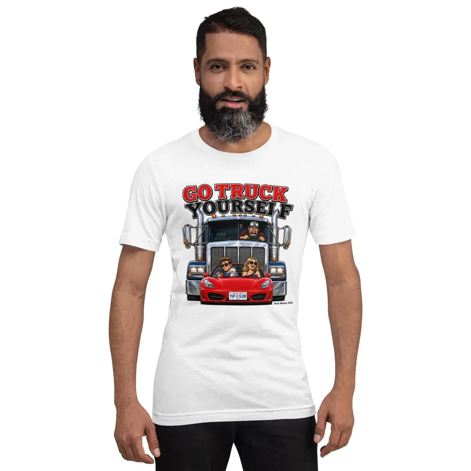 Go Truck Yourself Funny Trucker T Shirt Semi Driver Humor Road Rage CDL  vintage Washed homme streetwear Stretched graphic