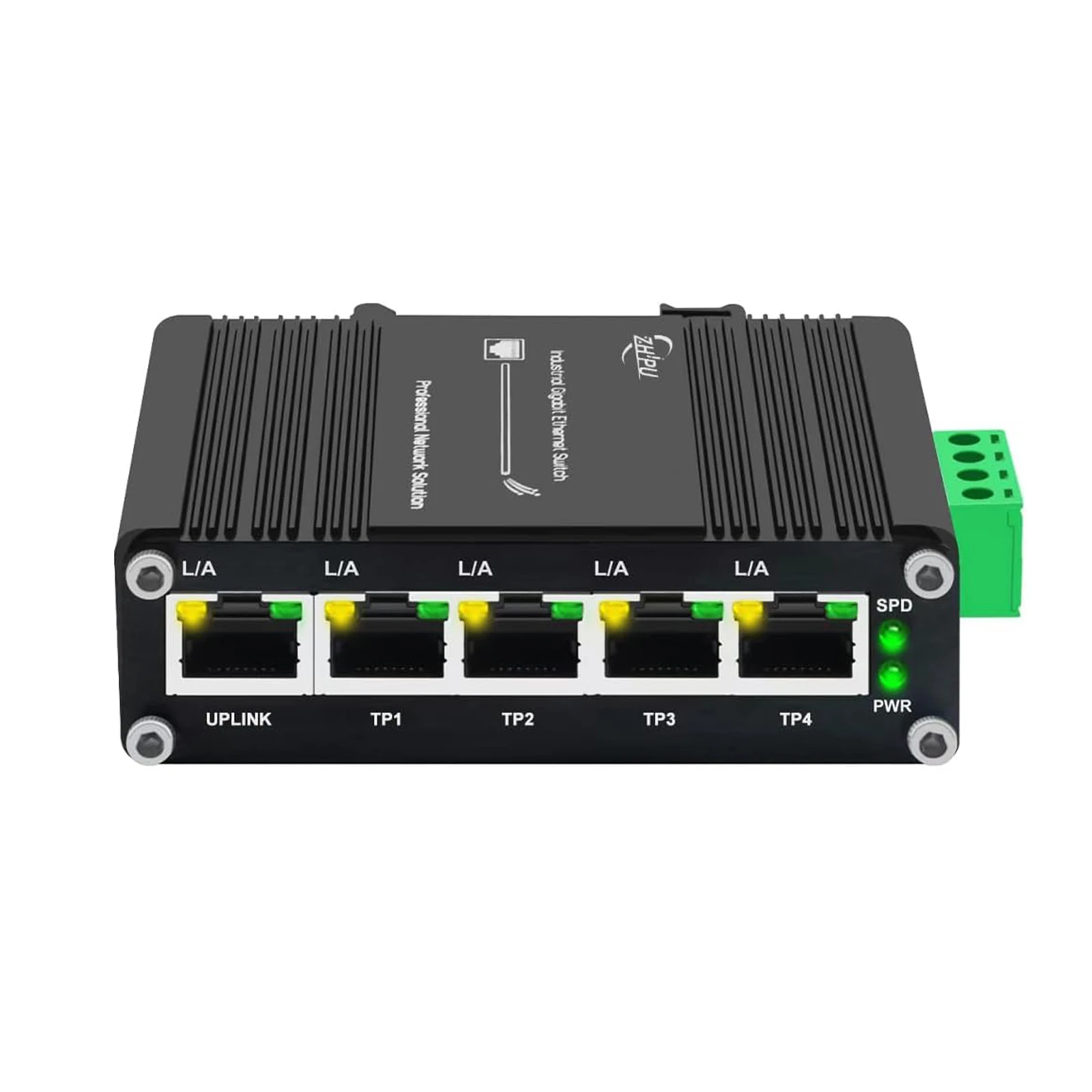 

Industrial 5-Port Gigabit Ethernet PoE/No PoE Switch , 10/100/1000Mbps, Din Rail & Wall Mountable , 10Gbps Switching Capacity