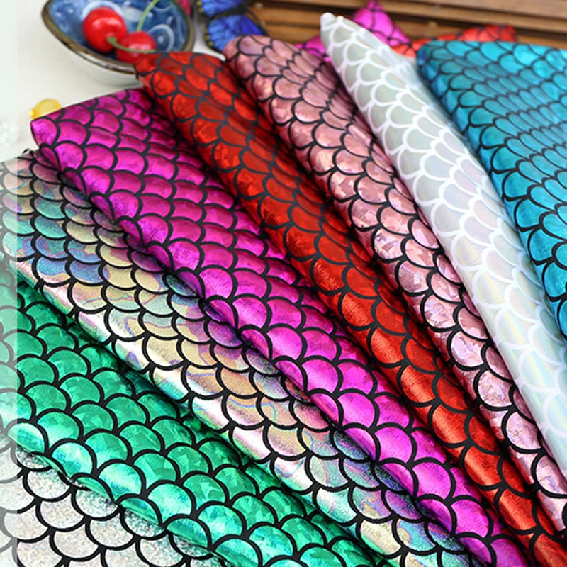 Fish scale bronzing cloth Stage performance clothing fabric four-sided elastic laser magic fabric color decorative fabric