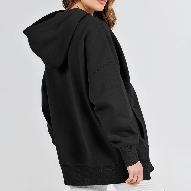 Vrouwen Drop Schouder Oversized Hoodies Casual Kleur Lange Mouw Sweatshirts Dropship