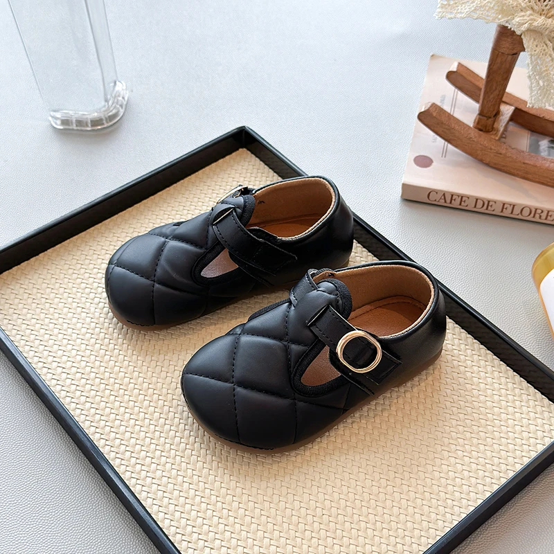 

Cute Kids Moccasins Round Toes Children Flat Shoes Soft Bottom 2025 Autumn New Girls Mary Janes Cotton Warm Versatile Non-slip