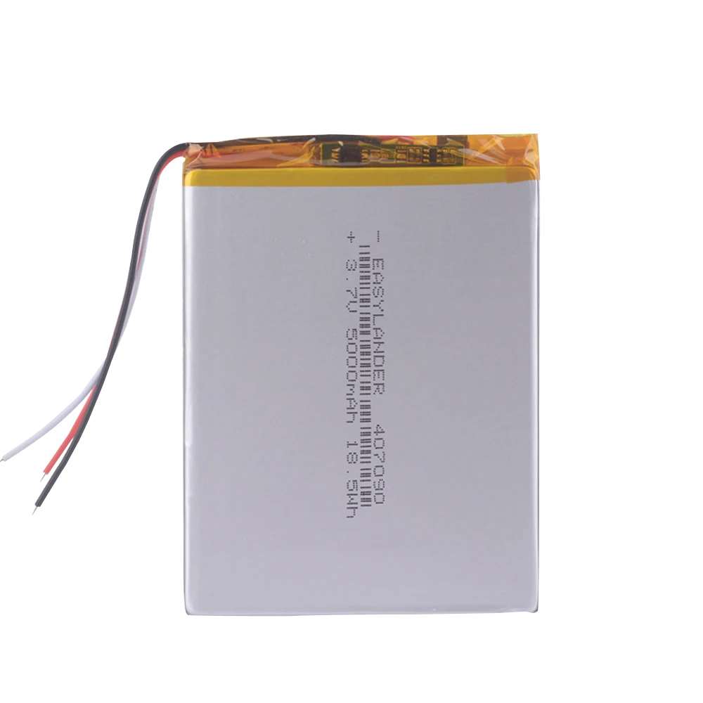 

3.7V 5000mAh 407090 polymer lithium ion battery rechargeable batteries for tablet pc 7 inch Tablet PC 3wires