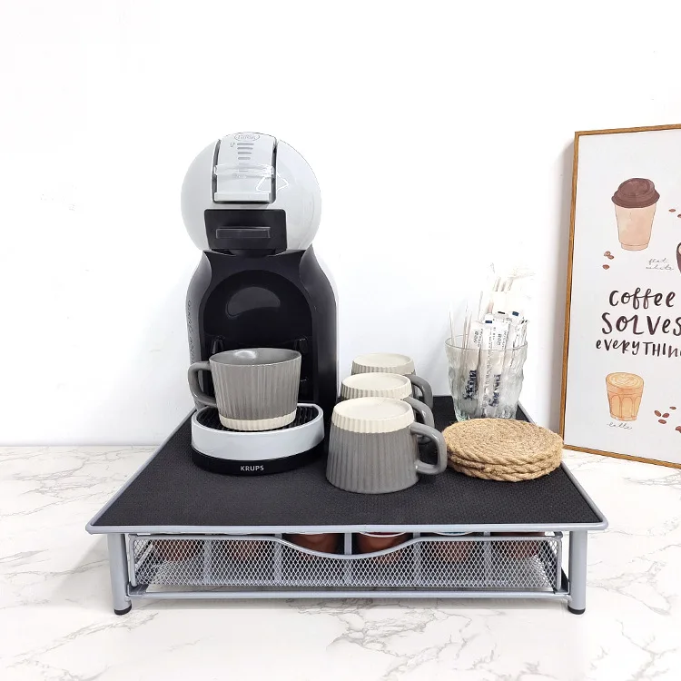 Creative Drawer Coffee Capsules Storage Rack Metal Coffee Stand Desktop Storage Rack Coffee Machine Base Drawer Storage Shelf