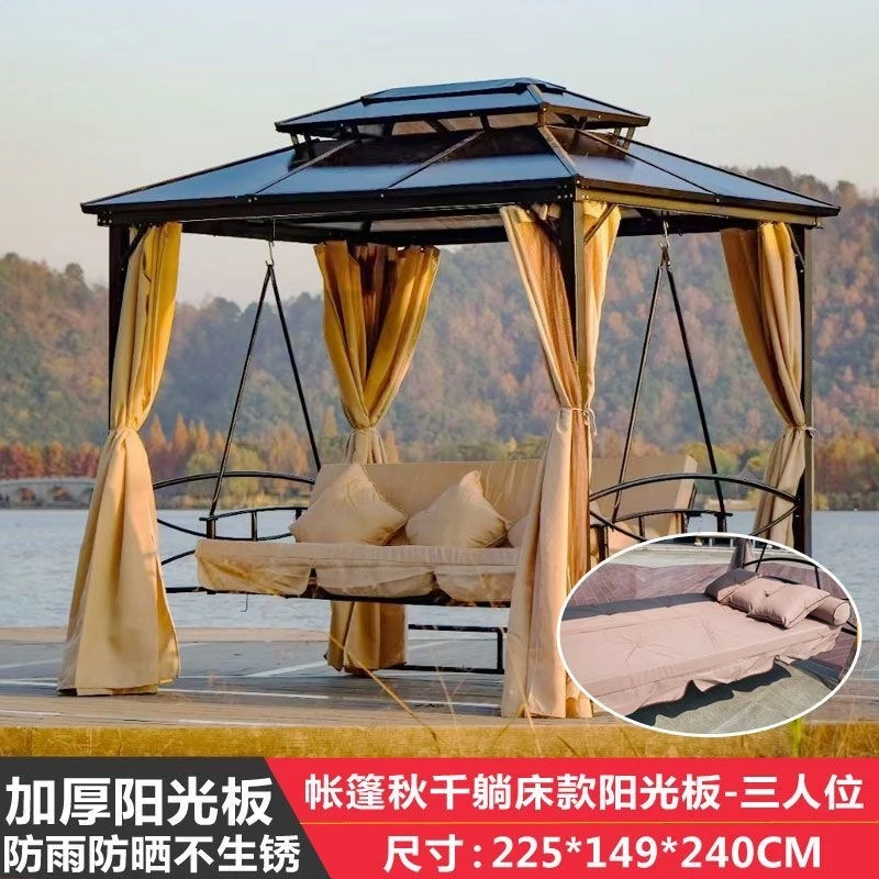 

Outdoor swing leisure tent courtyard roman bed indoor balcony lazy cradle wrought iron swing Internet celebrity hanging chair