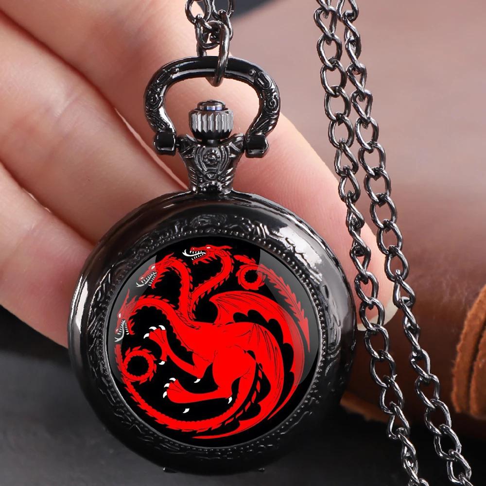 

Quartz Movement Pocket Watches Game Thrones Dragon Creative Pocket FOB Watch Pendant for Women Men Children Boy Girl Reloj Watch