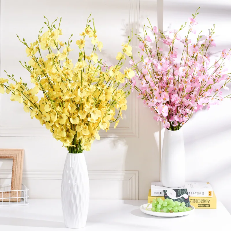 

Artificial Flower Butterfly Orchid Dancing Orchid Yellow Oncidium Silk Flower Plastic Decorative Bouquet Wedding Home Decor