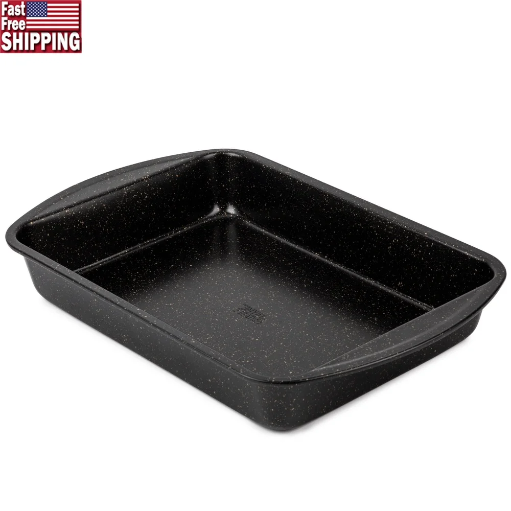 Antihaftbeschichtete Lasagne-Rösterpfanne, tiefe Backform, Auflauf, Kochgeschirr, langlebiger, aluminisierter Stahl, ofensicher, leicht zu reinigen, Schwarzgold